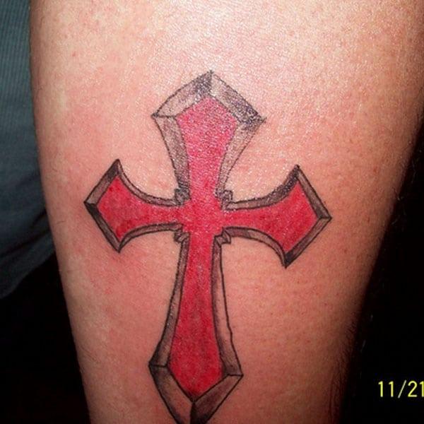 colored cross tattoo