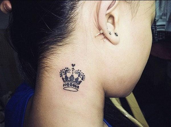 crown tattoo on neck