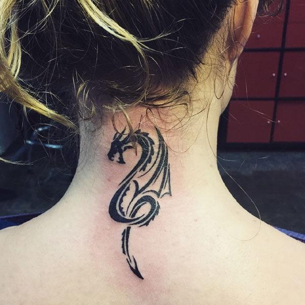 dragon tattoo on neck