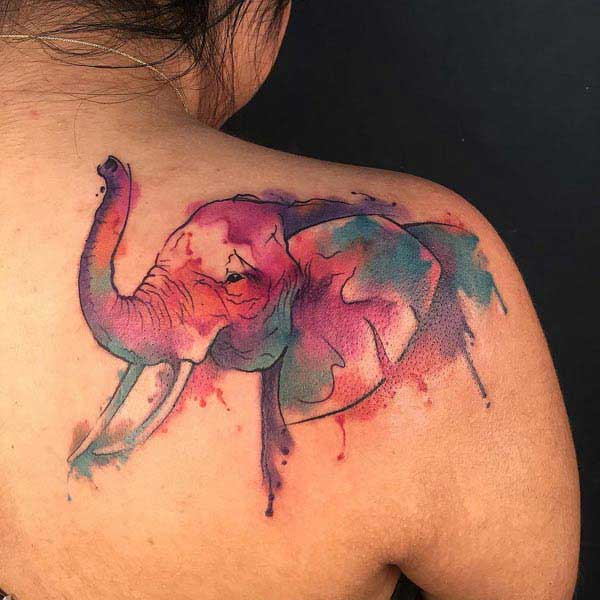 elephant tattoo on back