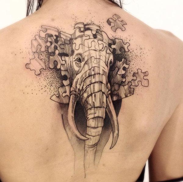 elephant back tattoos