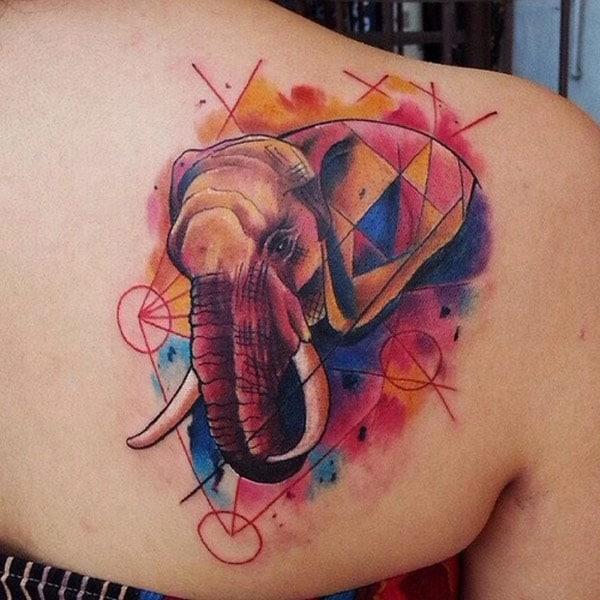 colorful elephant tattoo