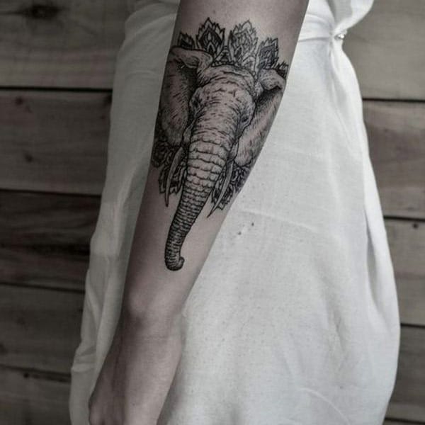 elephant face tattoo