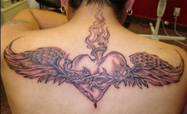 love heart tattoos on back