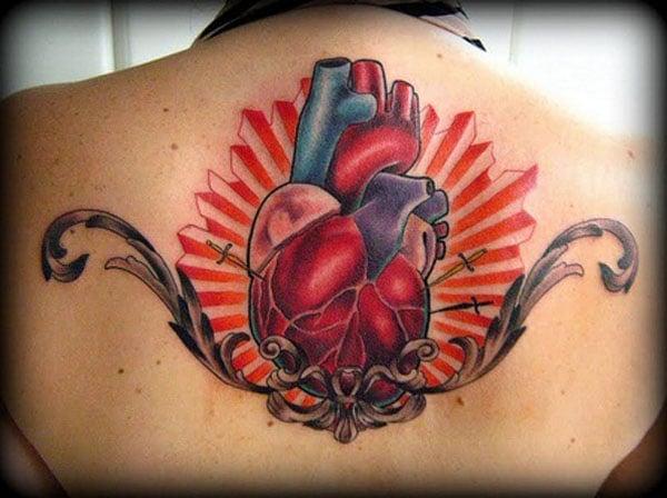 heart tattoos on back