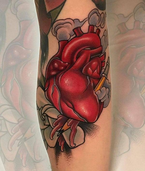 colorful heart tattoos