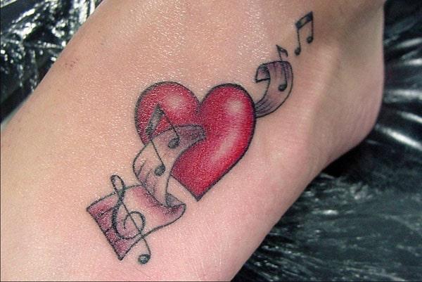 music tattoos on foot