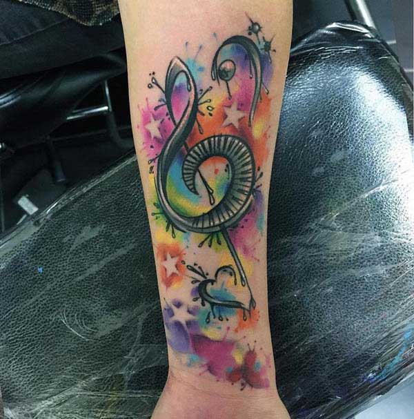 colorful music tattoos