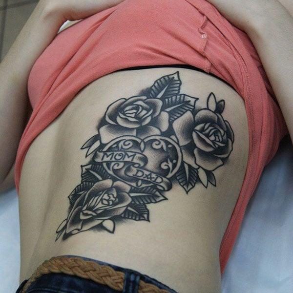 rose tattoos on side