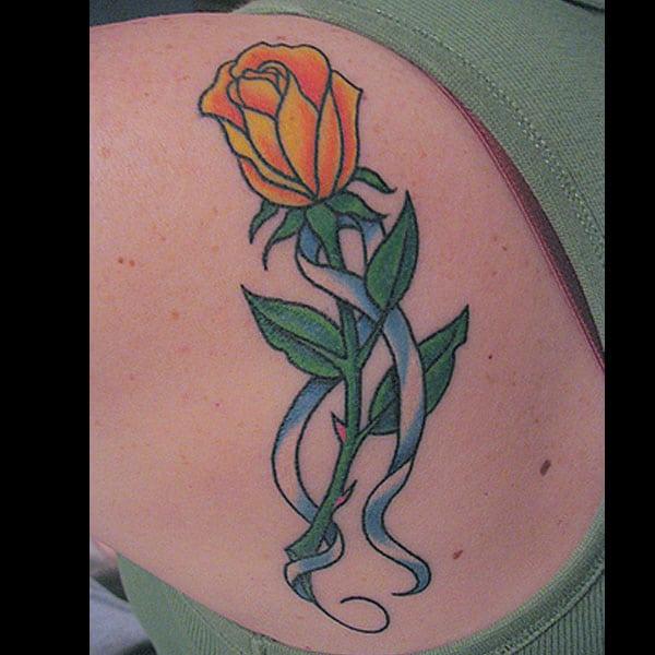 rose tattoo on back