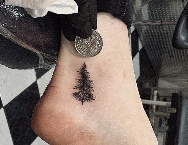 tree tattoo on ankle