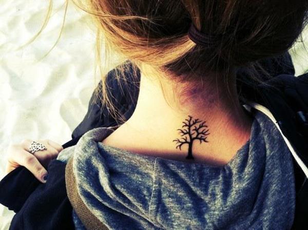 tree tattoo on neck