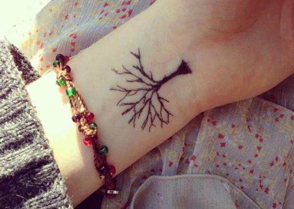 tree tattoo design on wrist