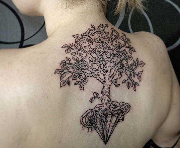 girl tree tattoos on back