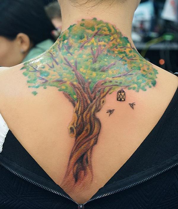 colorful tree tattoo