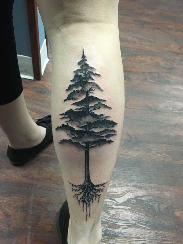 leg tree tattoos
