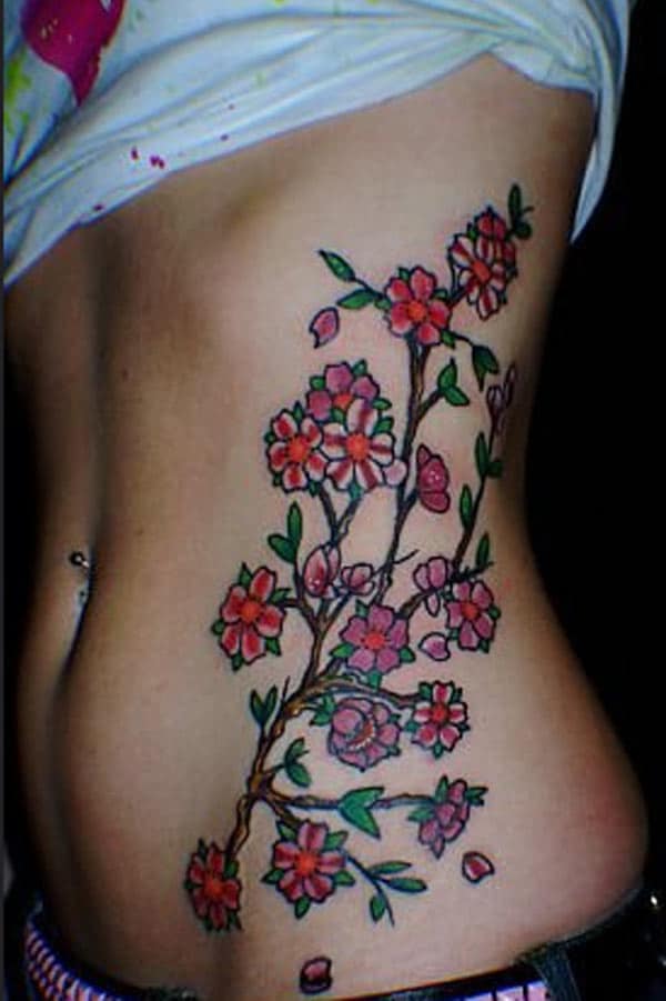 cherry blossom side tattoo