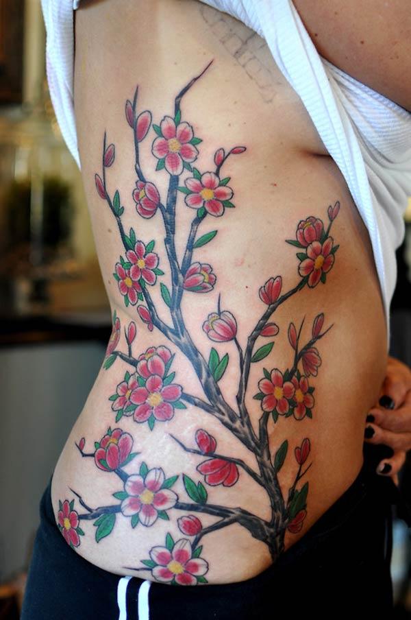 side cherry blossom tattoos