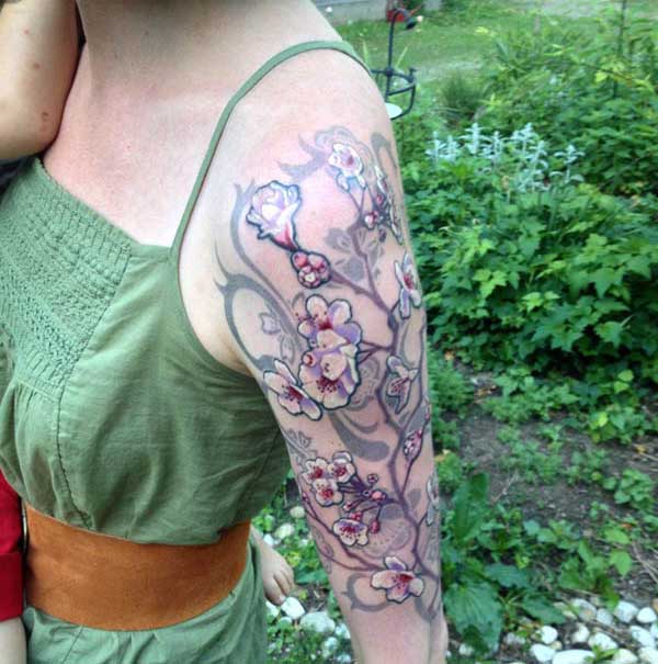 ladies cherry blossom tattoos