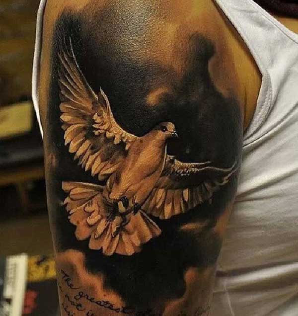 dove Tattoo on men shoulder