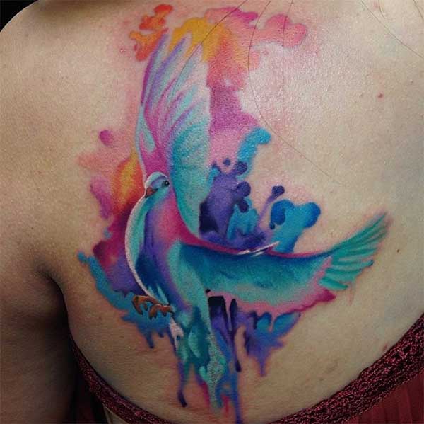 colorful ink dove tattoo