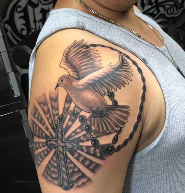 cross and dove tattoo designs
