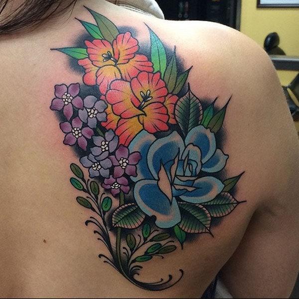 colourful flower tattoos