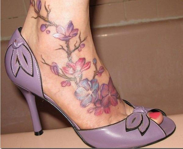 flower foot tattoos