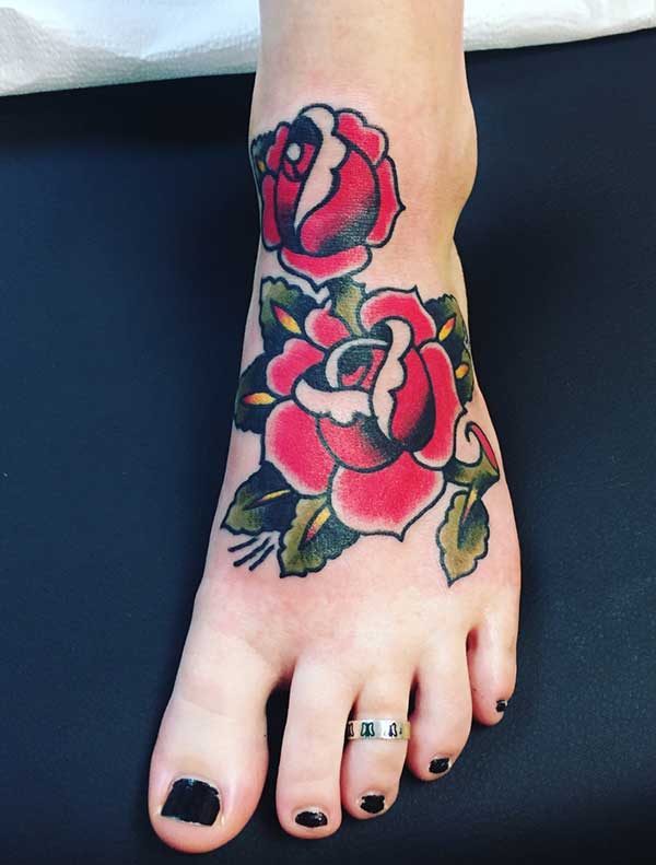 rose foot tattoos