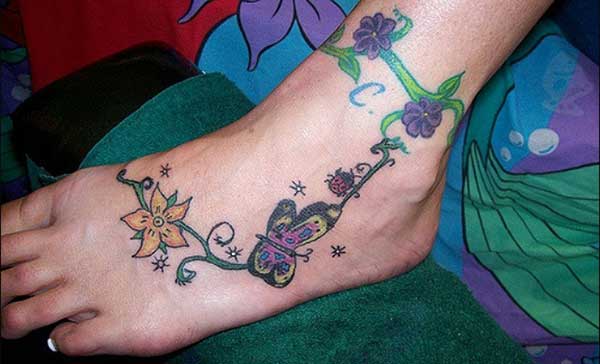 colorful foot tattoos