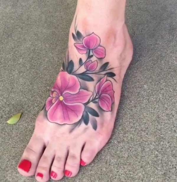 flower foot tattoos