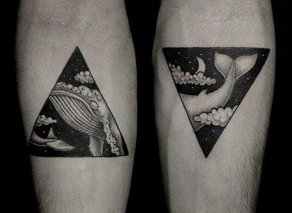matching geometric tattoo