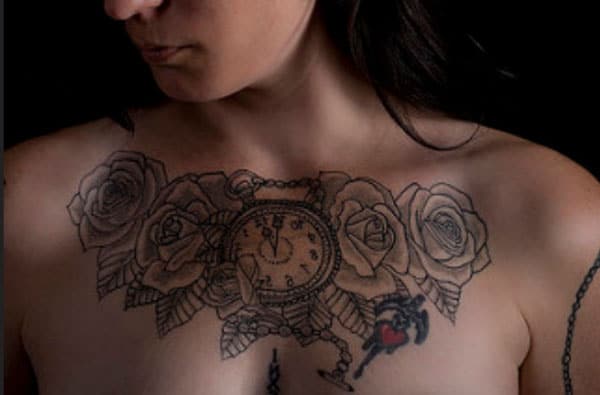 girl tattoos on chest