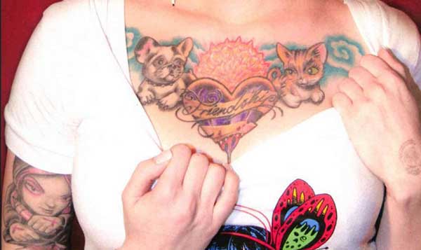 chest girl tattoos