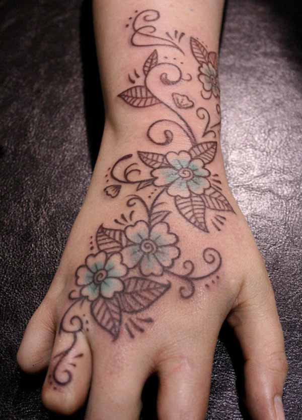 flower hand tattoos