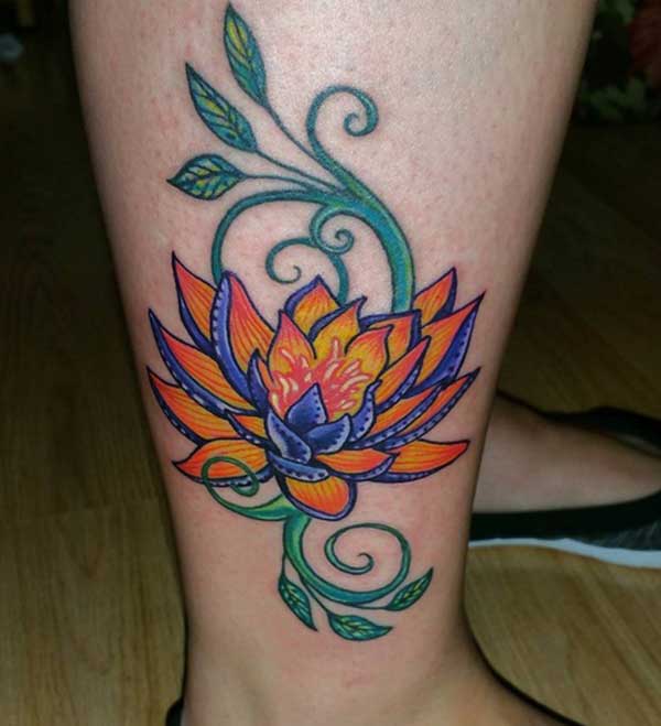 leg lotus flower tattoos
