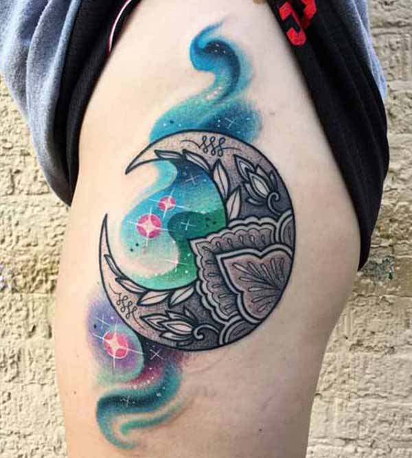 colorful moon tattoos