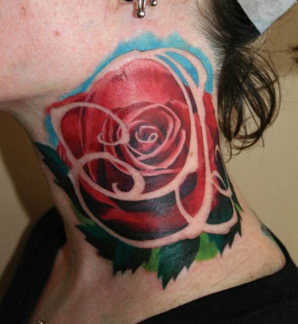 rose neck tattoos
