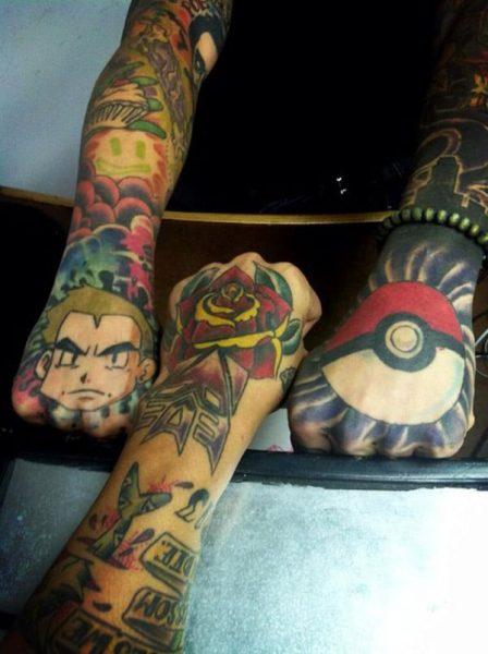 Pokemon tatoos on the Fist