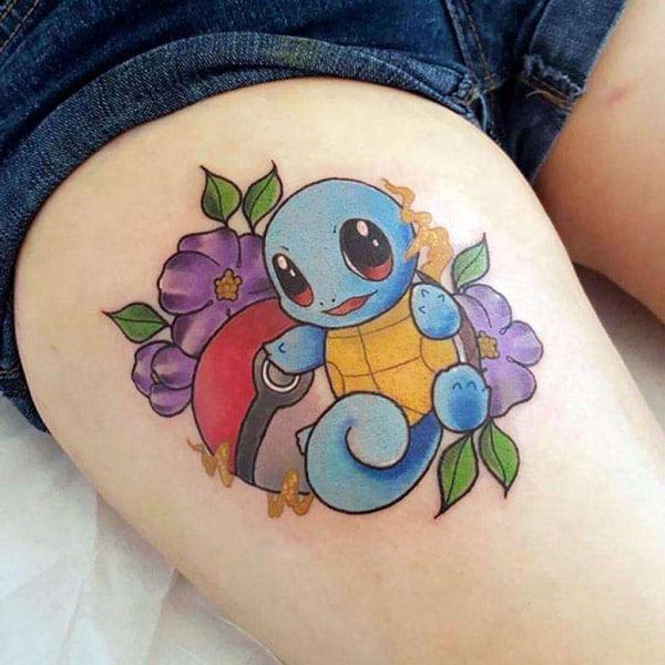 Ladies Thigh Pokemon tattos
