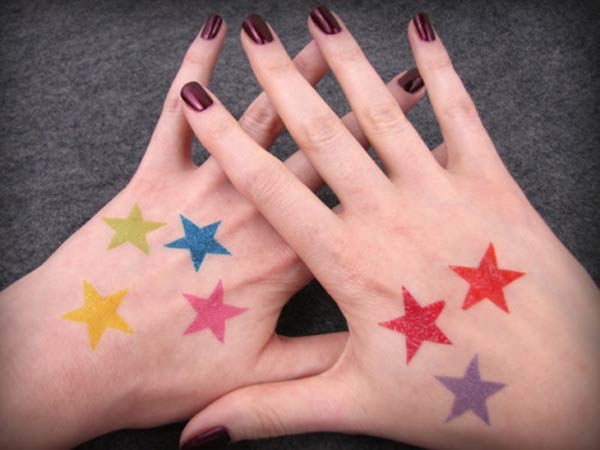 colorful star tattoos