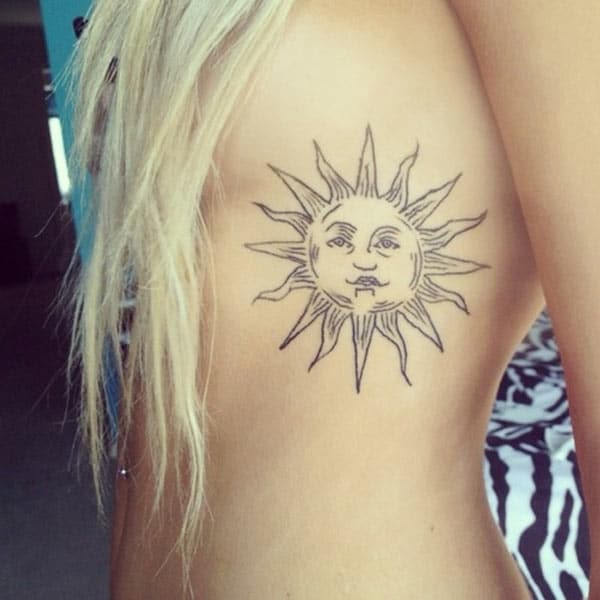 sun tattoo designs on side