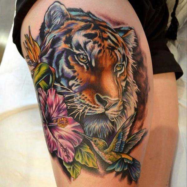 tiger tattooss on thigh