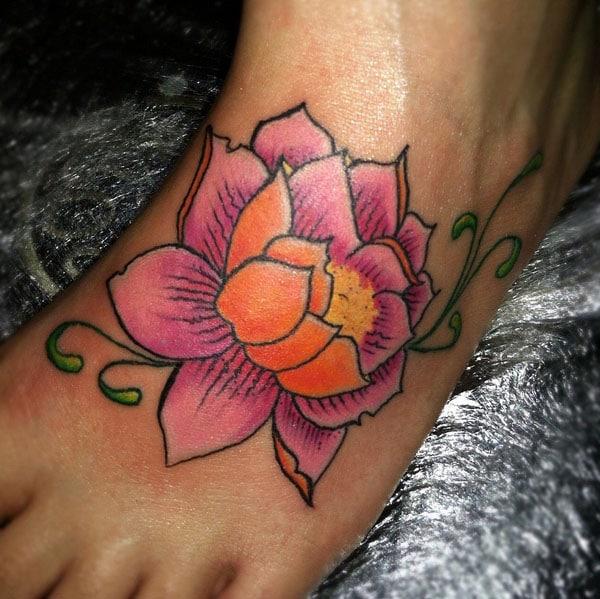 lotus flower tattoos on foot