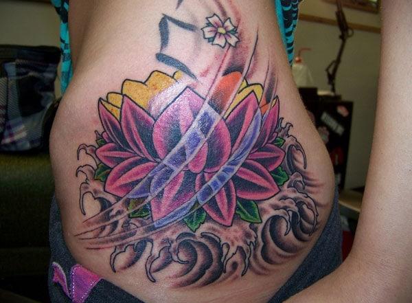 colourful lotus flower tattoos