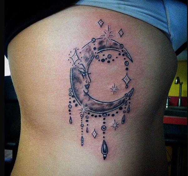 moon tattoo on side