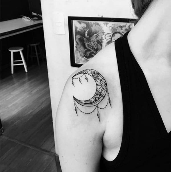 moon shoulder tattoos