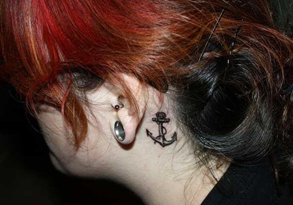 anchor behind the ear tattoos