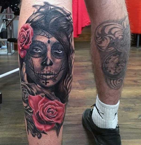 back leg day of dead tattoos