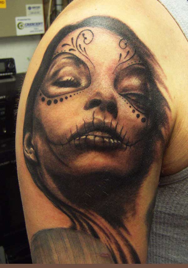 Shoulder day of dead tattoos